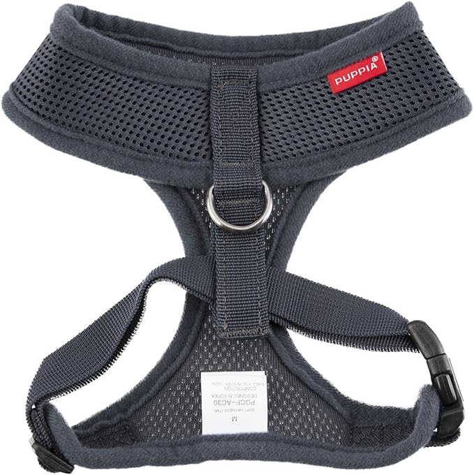 Authentic Puppia Soft Harness, Grey, Large