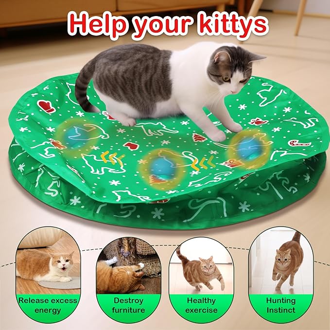 Interactive Cat Toys Ball Fast Rolling in Pocket, Motion Activate Chirping Cat Ball Christmas Cat Toys 2025 Cat's Gift