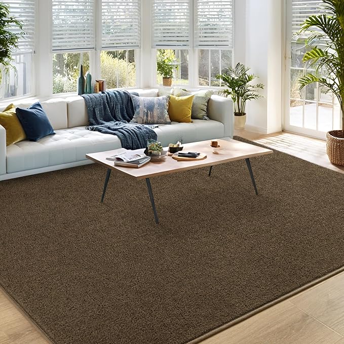 DweIke 6x9 Light Brown Area Rugs for Bedroom, Super Soft Living Room Rug, Thickened Memory-Foam Throw Carpet, Non-Slip and Washable Carpets for Kids Boys Girls Room Dorm Nursery Home Decor
