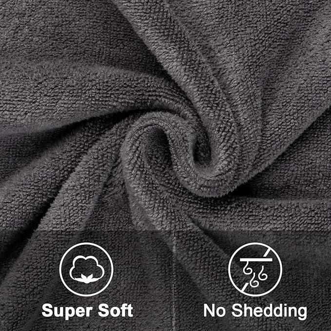 Orighty Bath Towel Pack of 4 - Soft Feel Grey Bath Towel Sets, Highly Absorbent Microfiber Towels for Body, Quick Drying, Microfiber Towels for Sport, Yoga, SPA, Fitness, (27’’ x 54’’)