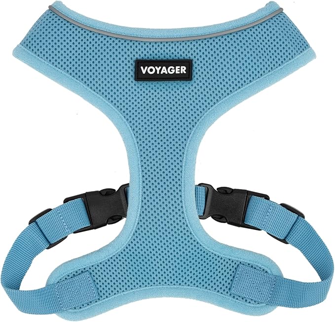 Voyager Aerolite Over The Head Dog Harness, No Pull Breathable Air Mesh Vest, Quick Dry with Reflective Stitching, Adjustable Escape Resistant Harness for Small Medium Large Dogs - Blue, X-Small