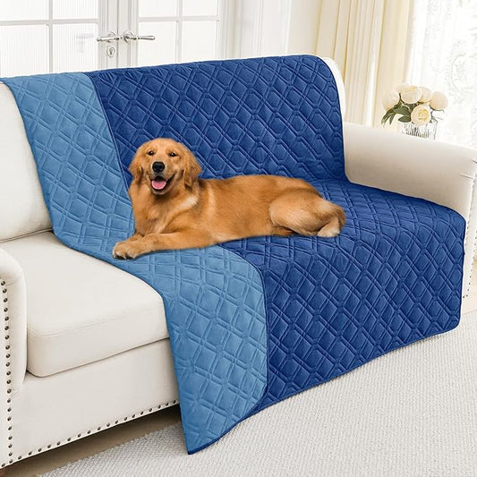 Smiry Reversible Waterproof Couch Covers for Sofa, Washable Dogs Pet Couch Covers for 3 Cushion Sofa Pet Friendly, Water Resistant Furniture Protector Slipcover, Geometric (68"x82", Navy/Blue)