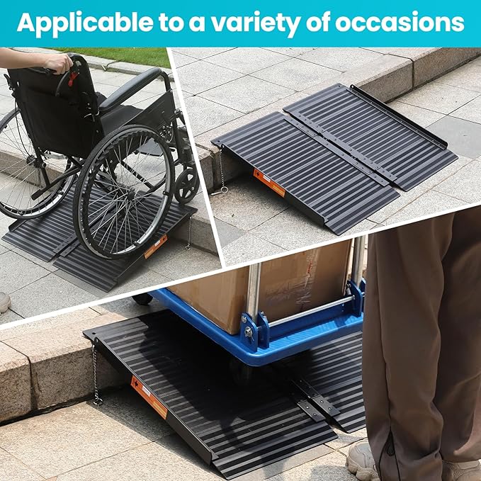 Portable Wheelchair Ramp Black 2FT 800 lbs Non-Slip Threshold Ramps Handicaps Ramps Aluminum Folding Ramps Wheel Chair Ramp for Home Steps Doorways Stairs Scooter 24" Lx 29.2" Wx2H