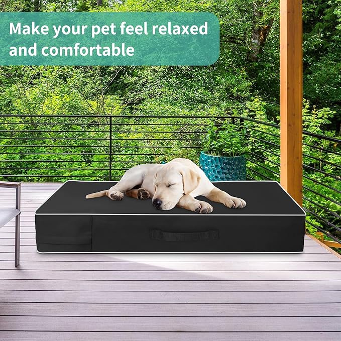 COSHNIBI Dog Bed Covers Replacement Washable,Waterproof Dog Bed Cover with Zip and Carry Handle for Dog/Cat 41''Lx29''Wx4''H-Black