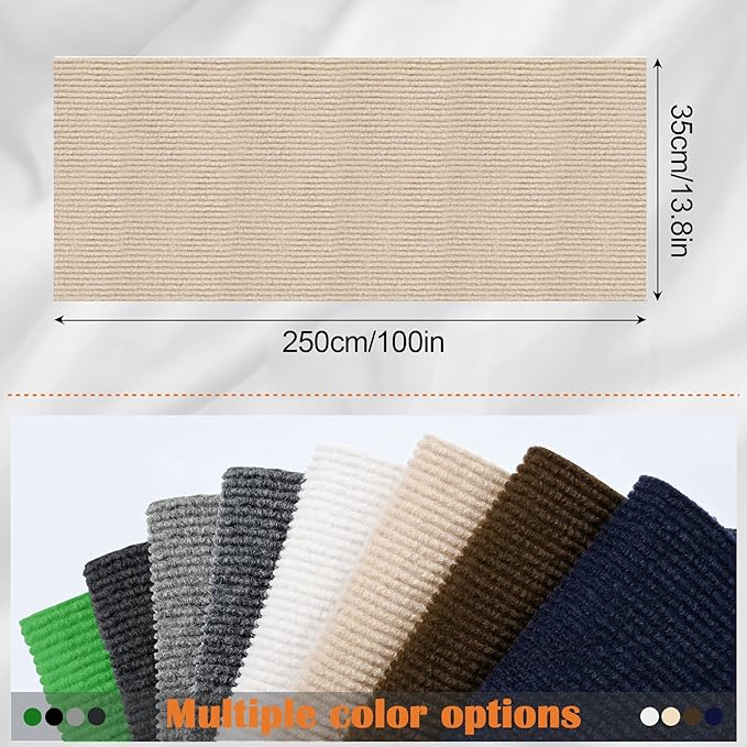 Cat Scratch Furniture Protector - 100" x 13.8" Trimmable Self-Adhesive Cats Claws Scratch Pads, DIY Cat Climbing Couch Protector for Scratch Post Cat Tree Replacement Indoor (Khaki)