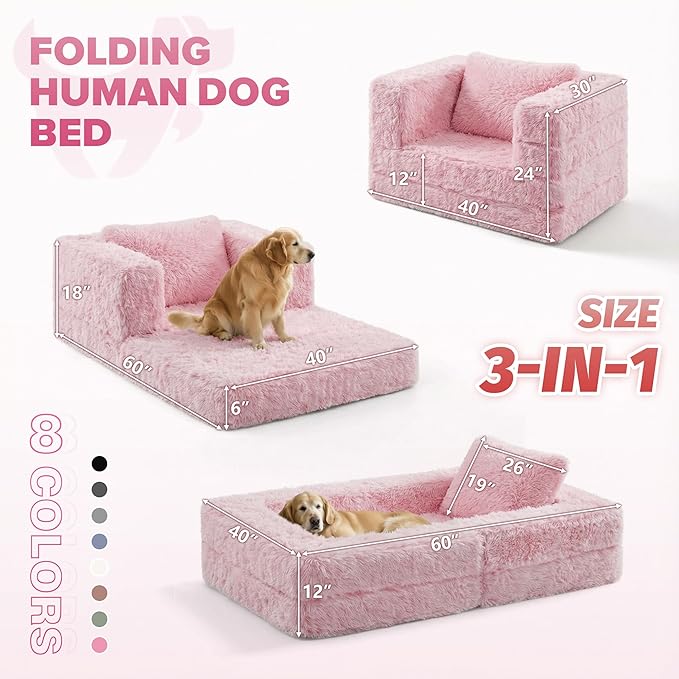 HABUTWAY Convertible Sofa Bed,3-in-1 Folding Futon Sofa Bed with Pillow, Foldable Sleeper Sofa Bed with Removable Cover,Plush Boneless Floor Chair Couch Lounge for Living Room,(Twin,Pink)
