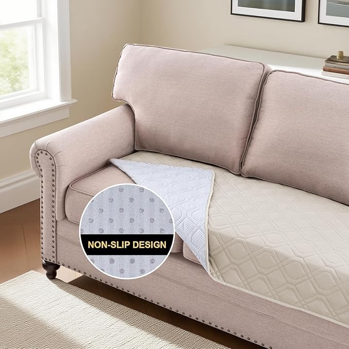 PrinceDeco Waterproof Couch Cover for Dogs Washable Dog Blanket Indoor and Outdoor Replacement Bed Cover with Anti-Slip Back Furniture Bed Couch Sofa for Large Sized Dog(52x82 Inch,French Oak)