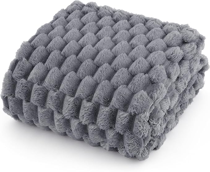 Bedsure Dog Blanket for Small Dogs Washable - Fluffy Fuzzy Puppy Cat Flannel Blanket with Premium 350GSM Coral Fleece Soft for Pet Kitten Doggy, Grey Bobo, 25x35IN