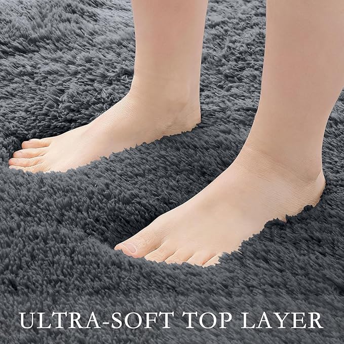 5x8 Area Rug for Living Room, Modern Grey Super Shag Shaggy Soft Washable Indoor Fuzzy Carpet Non-Slip Fluffy Rugs for Bedroom Home Aesthetic Decor