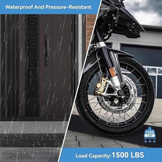 Threshold Ramps for Doorways 40'' L Floor Transition Strip Self-Adhesive 4/5" Rise Ramps for Wheelchairs for Home, Rubber Door-Threshold for Home Steps(Black)