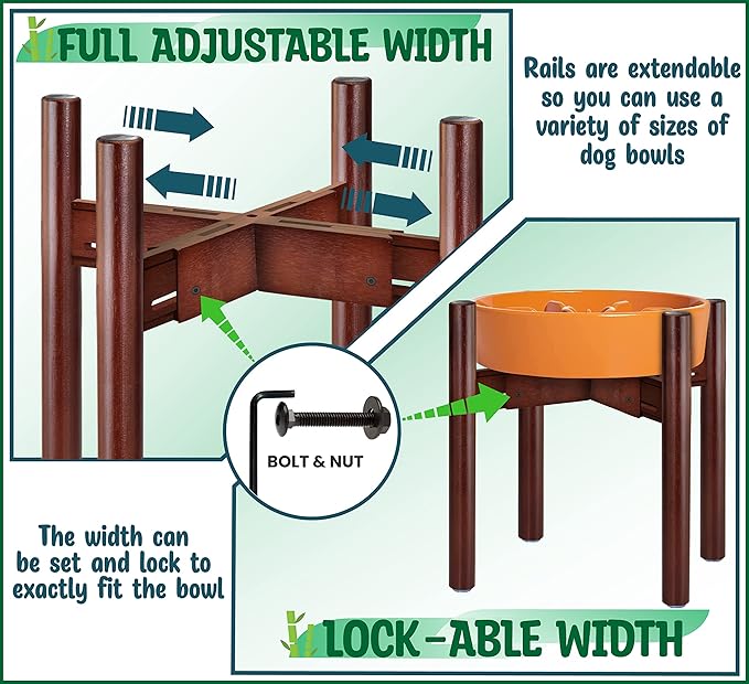 Stand for Dog Water/Food Bowl, Fountain or Feeder - Ideal for Large Dog Breeds - Adaptable Size with Lock - Bowls Not Included