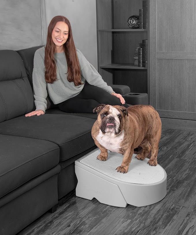 Pet Gear Stramp Stair and Ramp Combination for Dogs/Cats, Easy Step, Lightweight/Portable, Sturdy, Easy Assembly (No Tools Required), Essential Grey