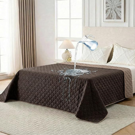 Waterproof Dog Blanket, Couch Cover for Dogs Washable, Reversible Dog Bed Cover, Couch Furniture Protector. (Dark＆Light Brown, 82 X 102 Inch - 1 Pack)