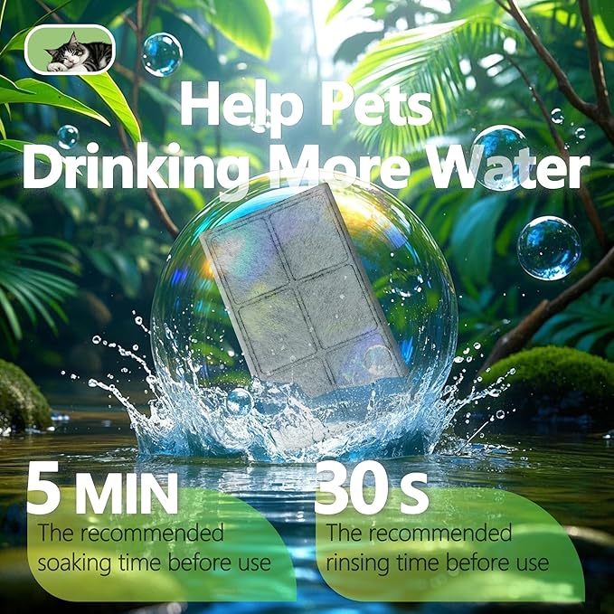 Cat Water Fountain Replacement Carbon Filters Compatible with PetSafe Drinkwell Platinum Pet Fountain, Premium Pet Water Fountain Filter (BLACK, 12 PACK)