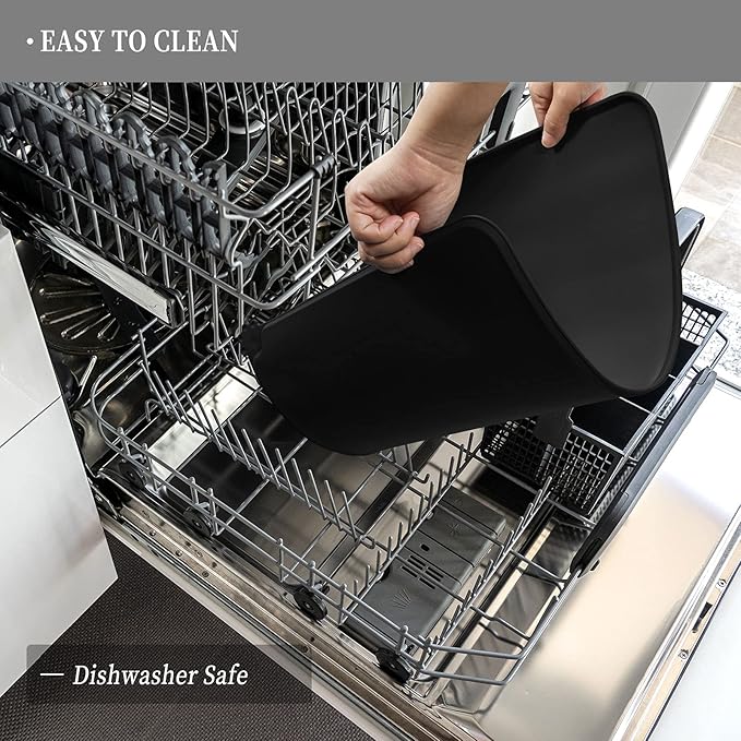 Waterproof Pet Feeding Mat with High Raised Edges, Heavier and Thicker Placemats for Cat Dog Water Bowl with BPA Free, Dogs Cats Food Mats for Messy Drinkers to Prevent Spill and Protect Floors