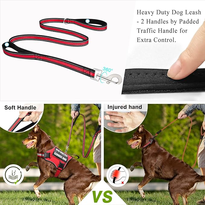 Service Dog Harness and Leash Set, Training Dog Vest with 10 Dog Patches, Emotional Support Therapy Dog Vest Harness for Small Medium Large and Extra Large Dogs(Red, XL)