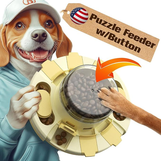 KADTC 2 Levels of Challenge - Dog Puzzle Feeder Toy U.S. Brand - Design Push-to-Release Treat Dispenser for Small Medium Large Dogs Boredom Buster Puppy Mental Stimulation Enrichment Puzzles Toys