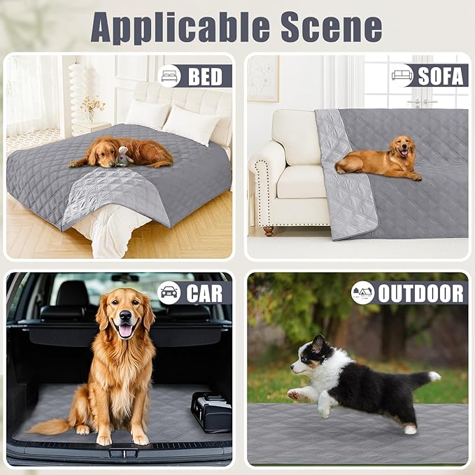 Smiry Waterproof Dog Bed Cover Blanket 40x50, Soft Reversible Pet Blanket, Washable Leakproof Cats Dogs Couch Cover for Sofa, Couch, Furniture, Lattice, Grey/Light Grey