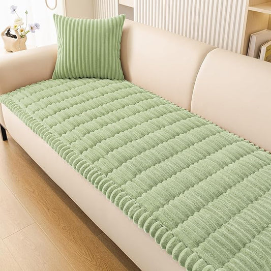 Smiry Couch Cover for Dogs Washable, Non Slip Fuzzy Pet Couch Covers for 3 Cushion Sofa Pet Friendly, Thick Soft Sofa Slipcovers Cushion Protector (Green, 27.6" x 82.7")