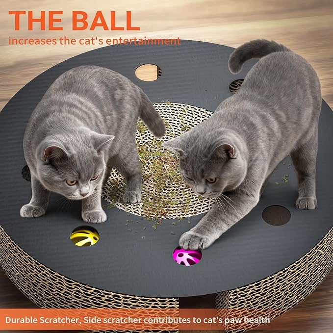 Cat House for Indoor Cats Large Double Cat Bed Cave with Cat Scratcher Pad Toys w/Catnip,Soft Washable Cushion Cat House Shelter D15xH15in Blue (Cardboard Cat Scratcher)