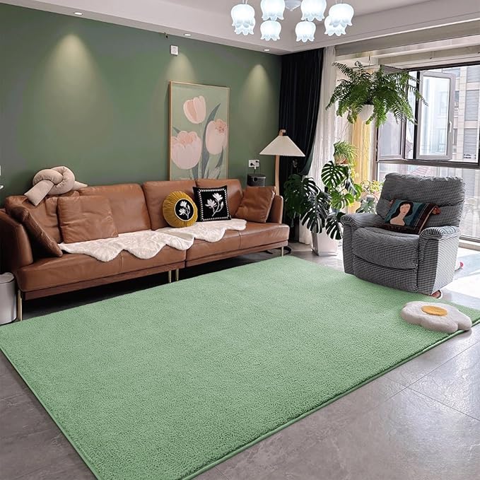DweIke 4x6 Light Green Area Rugs for Bedroom, Super Soft Living Room Rug, Thickened Memory-Foam Throw Carpet, Non-Slip and Washable Carpets for Kids Boys Girls Room Dorm Nursery Home Decor