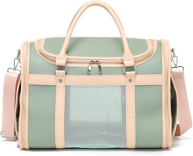 Airline Approved Pet Carrier Backpack, Waterproof PU Foldable Design with Light-Blocking Ventilation, TSA-Compliant Travel Bag for Cats & Small Dogs ??Easy Hose Wash & 360째 Breathable Mesh