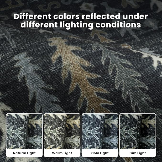 Washable Rugs 8x10 Area Rugs for Living Room,Bedroom,Dining Room- Soft Low Pile Stain-Resistant Carpet with Non-Slip Rubber Backing,Vintage Large Area Rug for Nursery Home Office Decor