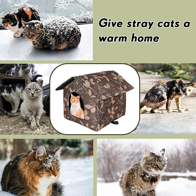 Weysat 4 Pcs Outdoor Cat House Weatherproof Stray Cat Shelter Waterproof Feral Cat Houses for Outdoor Cats Insulated Foldable Warm Cat Bed Tent Kennel for Winter Cat Supplies, Easy to Assemble