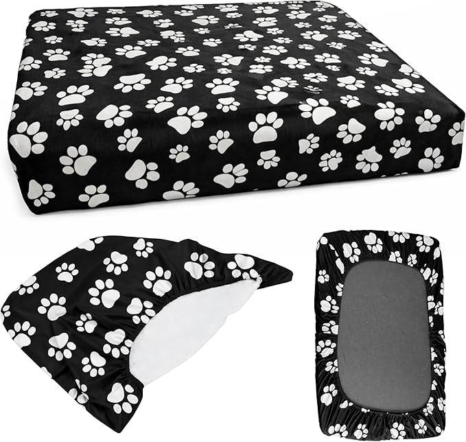 DUKE&LEFTY Washable Dogbed SLIPCOVER-USA Company-Stretchy, Soft Pet Bed Cover-Universal-Easy to Remove (Zipper Free) -Black/Large