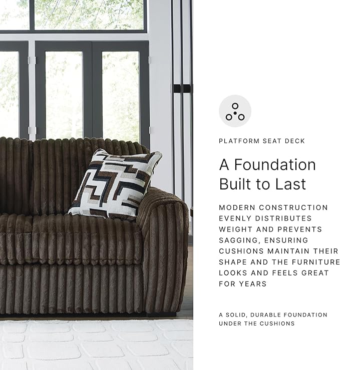 Signature Design by Ashley Midnight-Madness Loveseat with Reversible Cushions, Accent Pillows, Fabric Upholstery, 72" W x 41" D x 40" H, Dark Brown