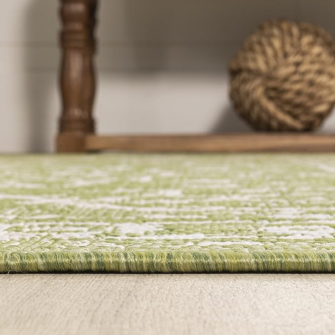 JONATHAN Y Boho Medallion Indoor Outdoor Area Rug 8X10 Green/Cream, Malta Textured Weave for Backyard, Patio, Porch, Easy-Cleaning, High Traffic, Pet-Friendly, Non-Shedding (SMB104D-8)