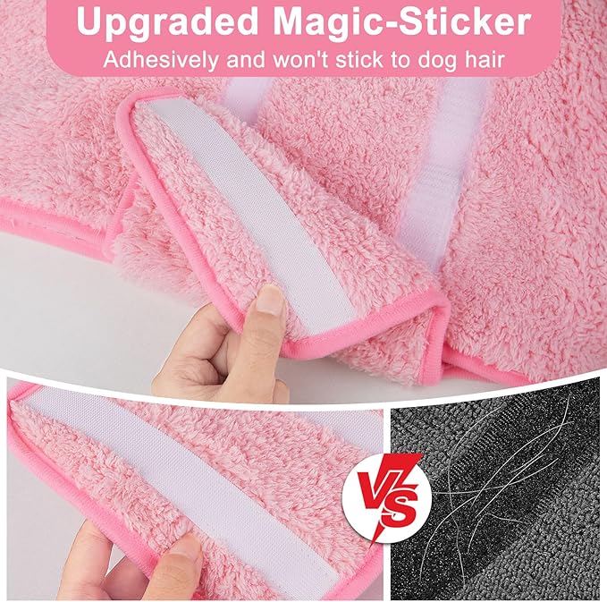 Bienbee Dog Bathrobe, Quick Drying Super Absorbent Dog Robes for After Bath, Warm Keeping Dogs Towel, Dogs Bath Supplies, Pink L