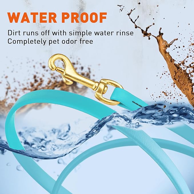 Viper Biothane K9 Working Dog Leash Waterproof Lead for Tracking Training Schutzhund Odor-Proof Long Line with Solid Brass Snap for Puppy Medium and Large Dogs, 20ft Sky Blue