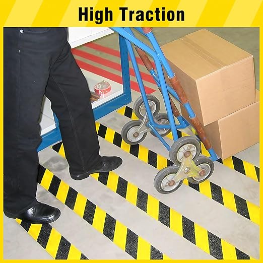 S&X Black/Yellow Anti Slip Tape, 2" x 60 FT, Heavy-Duty Grip Tape for Stairs Steps Outdoor Waterproof Safety Non Skid Roll High Traction Non Slip Strip