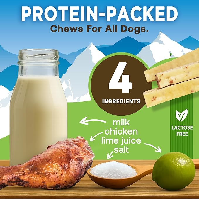 EcoKind Premium Gold Yak Cheese Himalayan Dog Chews, Healthy Dog Treats for Small Dogs, All Natural, High Protein Dog Chew, Chicken, Small - 16 Chews