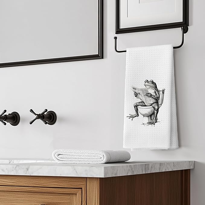 Funny Bathroom Hand Towels，Frog Gifts for Women,Frog Bathroom Decor,16x24 inch