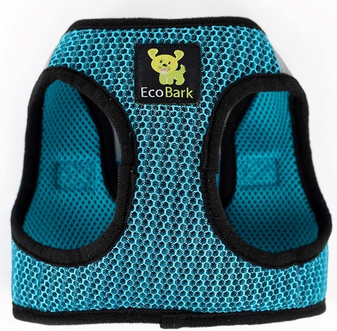 EcoBark Step in Dog Harness - Reflective Soft Luxurious Mesh Dog Harnesses for XXS, XS, Small, and Medium Dogs - Eco-Friendly Comfort Secure Halter No Pull Adjustable Pet Vest (Aqua Sport, XXXS)