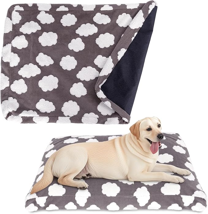 Faux Fur Dog Bed Covers – Ultra Soft Rose Velvet, Removable & Washable, Cozy & Durable,Large Pet Bed Cover Only (No Filling) – Gray, (Cloud Dark Gray, 42" L x 28" W x 4.5" Th)