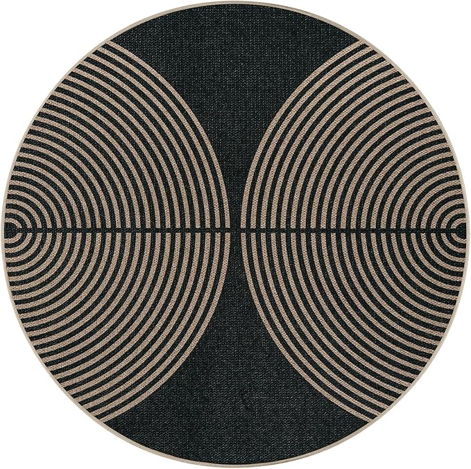 Lahome Modern Rainbow Round Washable Rug, 3ft Circular Indoor Outdoor Entryway Patio Rug, Farmhouse Non Slip Non Shedding Small Round Carpet for Bedroom Porch Living Room Decor