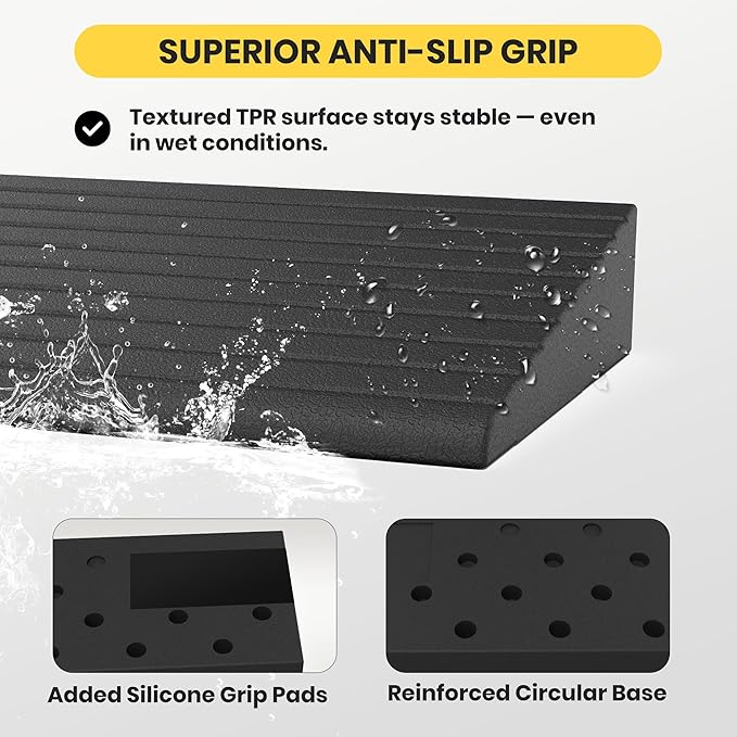 1" Rise Rubber Threshold Ramps for Doorways, 34" Wide Modular Wheelchair Ramp 2 PCS, Wheelchair Ramp, Access Ramps for Wheelchairs,Strollers,Sweepers,Bathrooms,Entryways,2000LBS Capacity