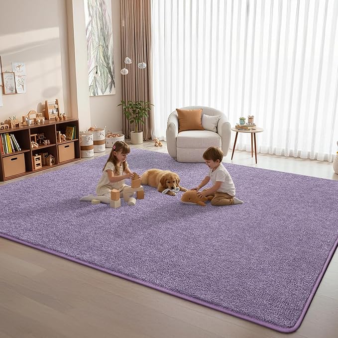 DweIke Rugs for Bedroom Living Room, 4x6 ft Purple Area Rug, Washable Memory Foam Indoor Carpet, Modern Non-Slip Ultra Soft Carpets for Kids Boys Girls Adults Nursery Dorm Home Decor