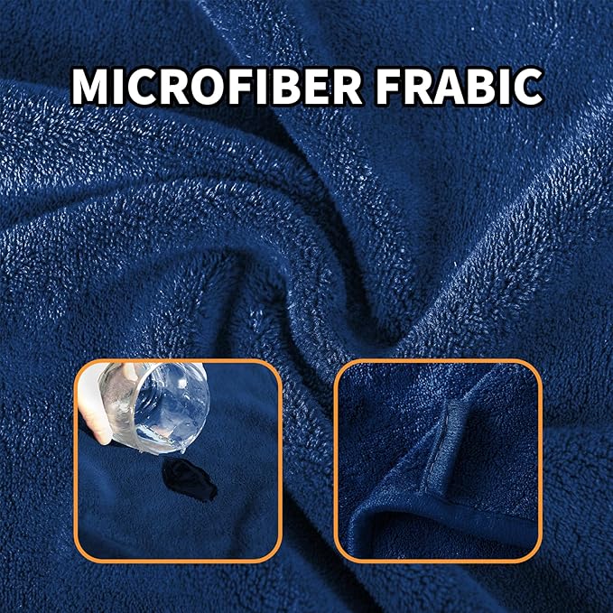 Dog Towel Dog Bathrobe, Microfiber Super Absorbent Pet, Quick Drying Robe for After Bath, Adjustable Collar & Belly Strap Pet Cat Bath Robe Towel Blue-XL