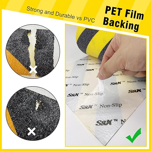 S&X Black/Yellow Anti Slip Tape 3" x 33 FT, Heavy-Duty Grip Tape for Stairs Outdoor Waterproof Safety Non Skid Roll High Traction Non Slip Strip with Hard-Wearing Surface