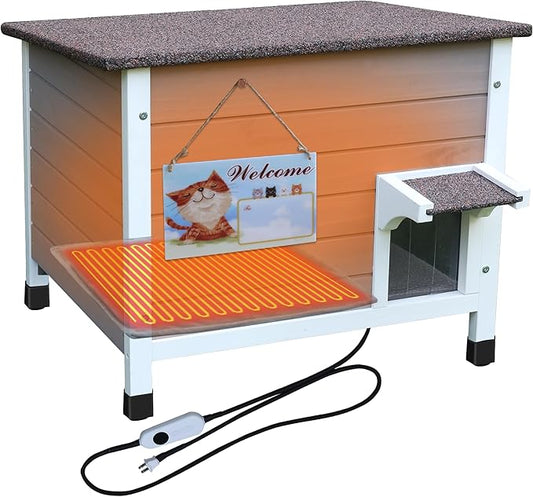 Rockever Heated Cat House for Outside with Heating Pad, 100% Insulated Outdoor Cat Houses for Winter Weatherproof Cat Houses for Outdoor Cats All-Round Foam Design