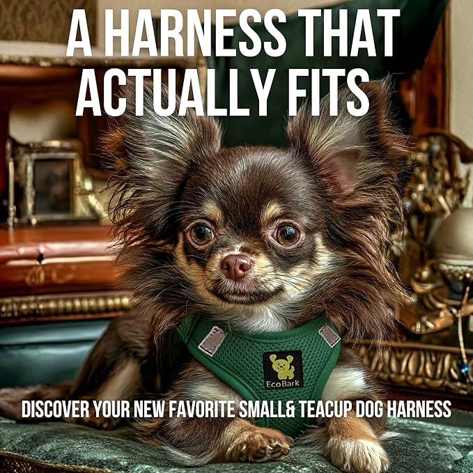 EcoBark Dog Harness - Luxury Step in Mesh Dog Harnesses in Forest Green - Soft & Secure Dog Harness Vest Body Wrap