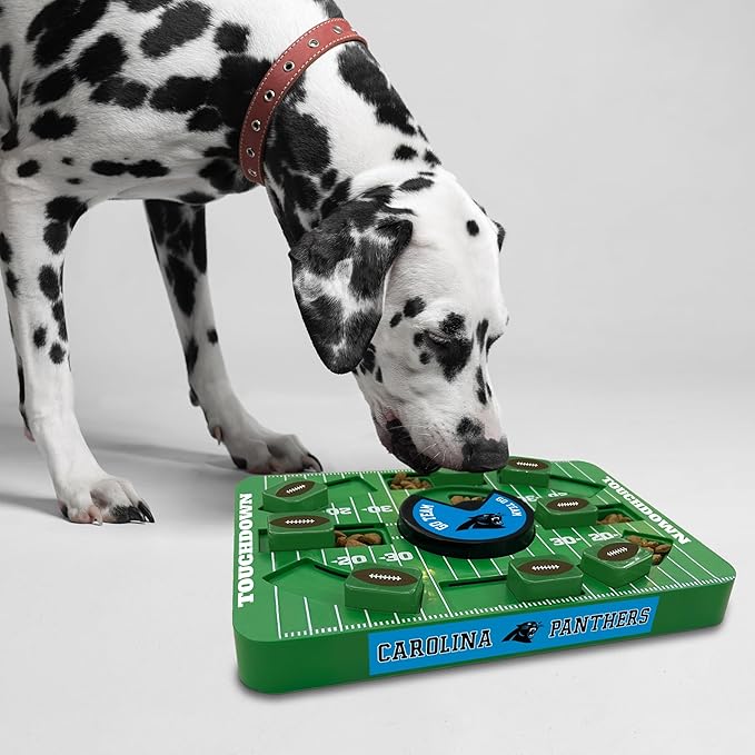 Pets First NFL Carolina Panthers Large Puzzle Toy, Interactive Treat Dispenser, Slow Feeding Toy for Dogs