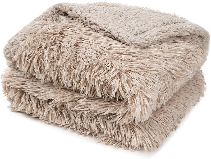 PetAmi Waterproof Dog Blanket for Medium Large Dogs, Calming Fleece Cat Blanket, Couch Protector Washable Sherpa Faux Fur Pet Throw for Puppy, Soft Reversible Leakproof 40x60 Taupe