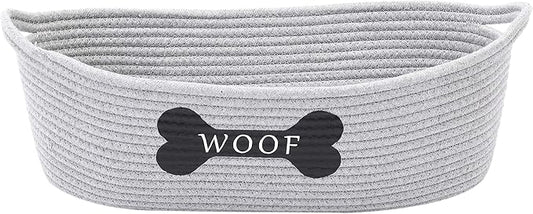 Morezi Dog toy baskets pet toy basket storage in small shallow stuff bin - Perfect for collect puppy toys, cat toy, grooming stuff, diapers, bed, for Bathroom, Playroom, Closet, Home - Grey