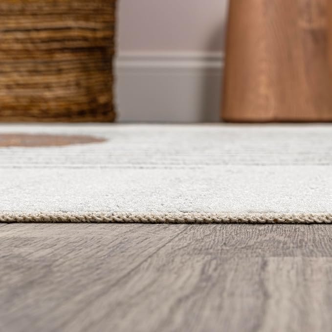 JONATHAN Y Machine Washable Cream/Terra Indoor Area Rug 5X8 ft, Kallax Geometric Modern Low-Pile for Living Room, Bedroom, Kitchen, Office, Easy-Cleaning, Pet-Friendly, Non-Shedding WSH311A-5