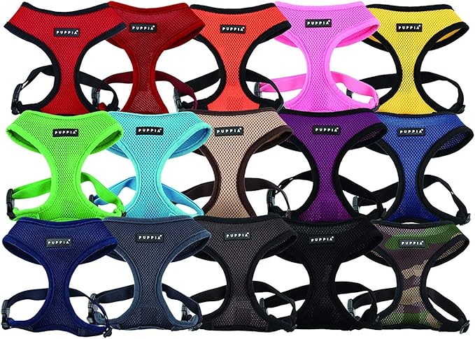 Puppia Soft Dog Harness No Choke Over-The-Head Triple Layered Breathable Mesh Adjustable Chest Belt and Quick-Release Buckle, Pink, Small